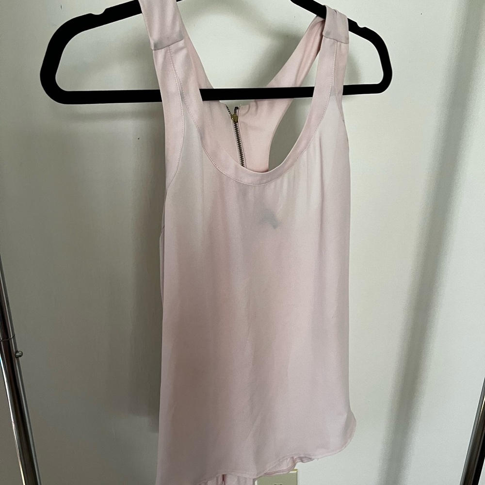 Express razor back tank in pale pink w/ zipper detail